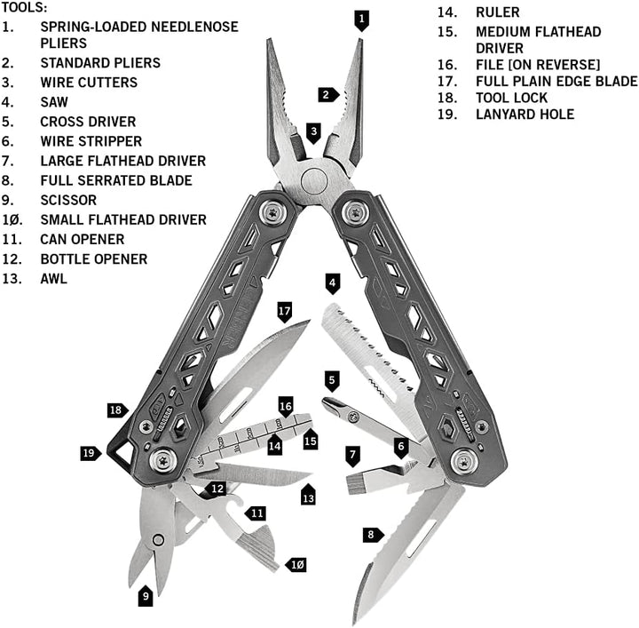 Gerber Multifunktionswerkzeug mit Nylon-Scheide und 17 Funktionen, Truss Multi-tool, 30-001546 17 To