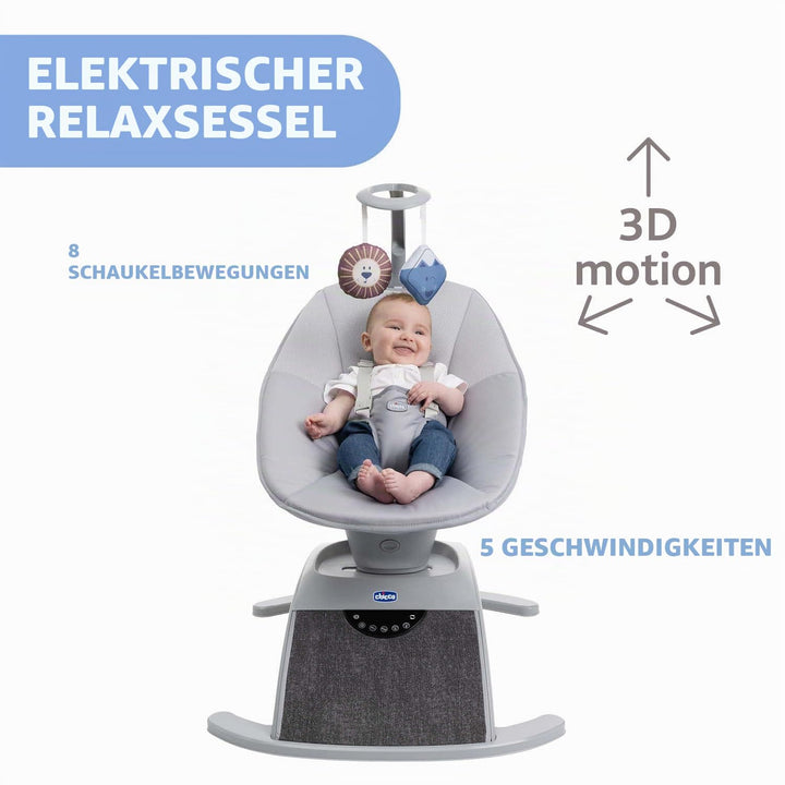 Chicco Comfy Wave, Elektronische Babywippe, Babyschaukel, mit Bewegungen und Melodien, verstellbare
