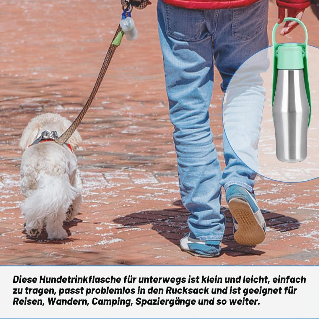 Wasserflasche für Hunde, ZoneYan 750 ml Edelstahl Hundetrinkflasche für Unterwegs, Tragbare Trinkfla