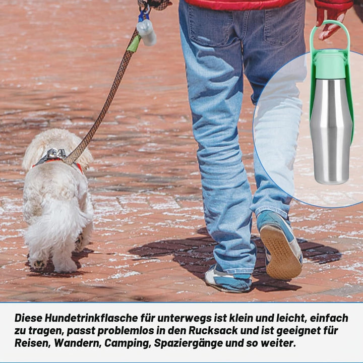 Wasserflasche für Hunde, ZoneYan 750 ml Edelstahl Hundetrinkflasche für Unterwegs, Tragbare Trinkfla
