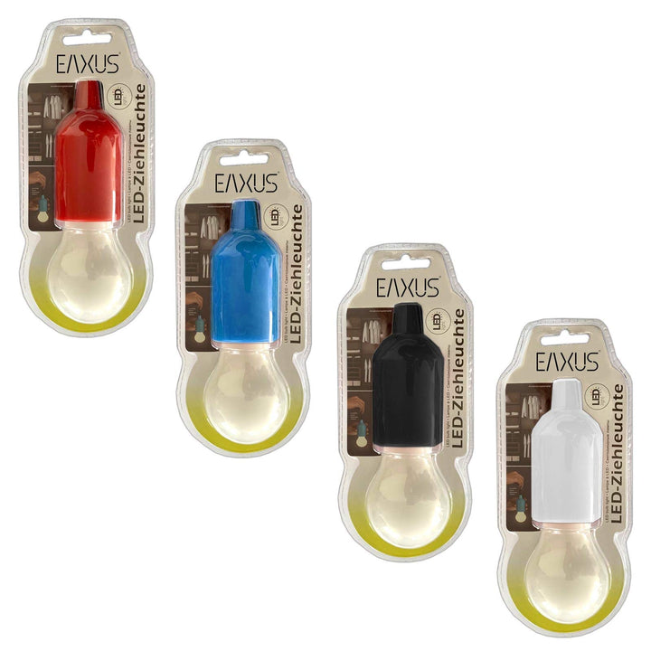 Eaxus 4er Set LED Ziehleuchte Mehrfarbig Kabellose Allzweckleuchte Blau Rot Schwarz Weiss Deko Zugla
