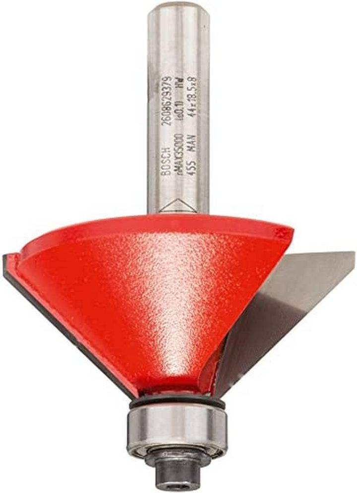 Bosch Professional Fasefräser (für Holz, Schaft 8mm, Ø44mm, Arbeitslänge 18,5mm, Gesamtlänge