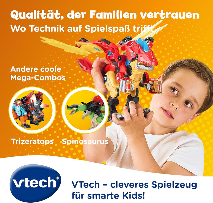 Vtech Switch and Go Dinos - Combo Mega Drache – 2-in-1 Dino-Rennwagen-Transformer mit über 60 Sound-