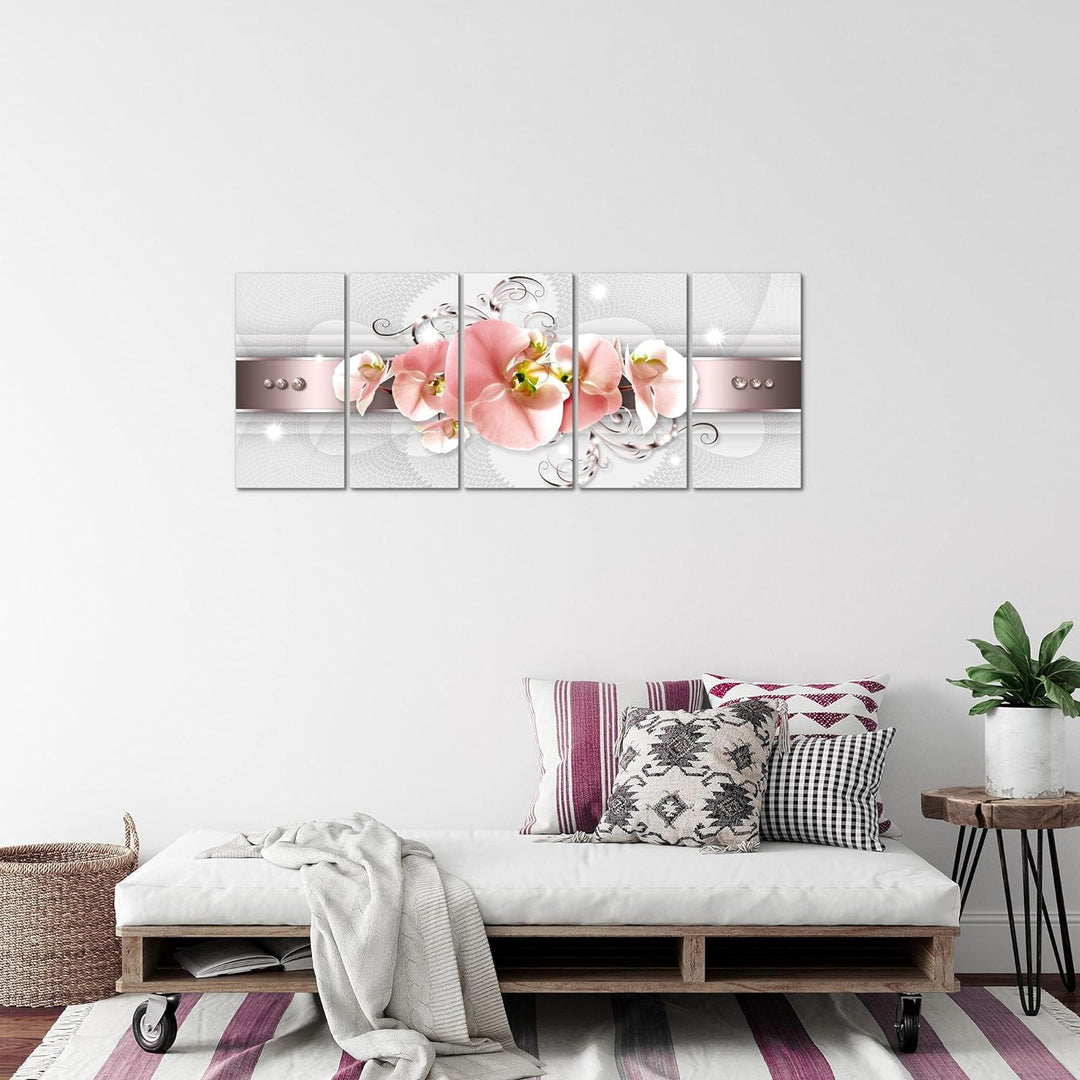 Runa Art Bild Blumen Orchidee Wandbilder auf Vlies Leinwand 5 Teilig Wanddekoration Wohnzimmer Schla