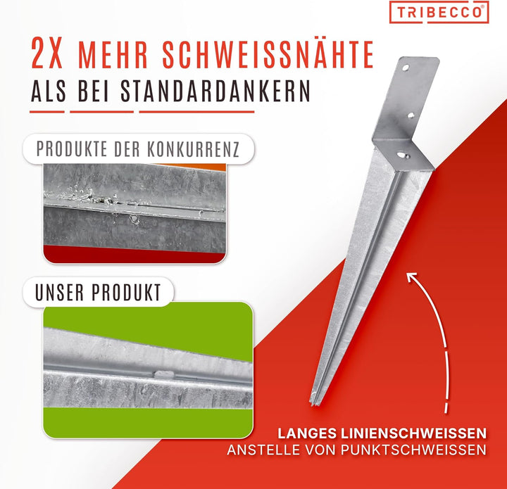 8x Universeller Pfostenträger zum Einschlagen L, Pfostenträger Feuerverzinkt Einschlaghülse Pfostent