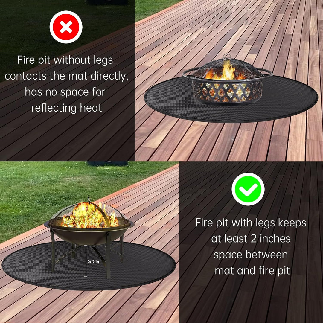 Feuerfeste Matte Feuerstelle Unterlage 2315°C Feuerschutzmatte Hitzeschutzmatte 91.4 cm BBQ Grills M