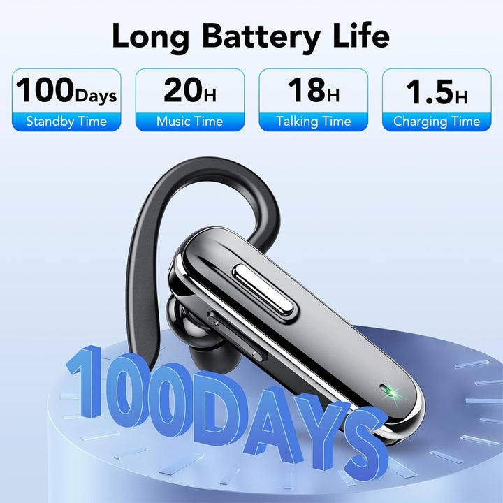 Bluetooth Headset,Wireless Freisprech Telefon mit Dual Mic 5.3 Freisprech-Bluetooth-Ohrhörer mit 25