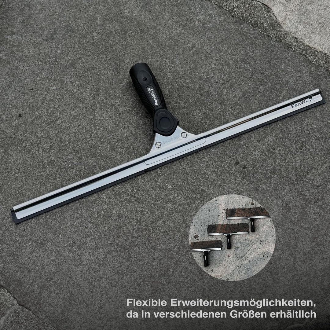 FenWi Fensterabzieher in 45cm Breite/Duschabzieher/breiter Abzieher mit Edelstahl-Abziehschiene für