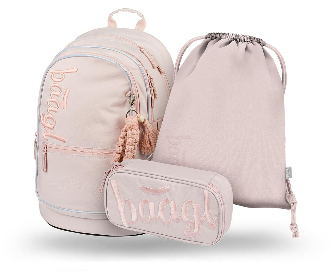 Baagl Schulrucksack Set Jungen Mädchen 3 Teilig, Schultasche für Grundschule Volksschule, Grundschul