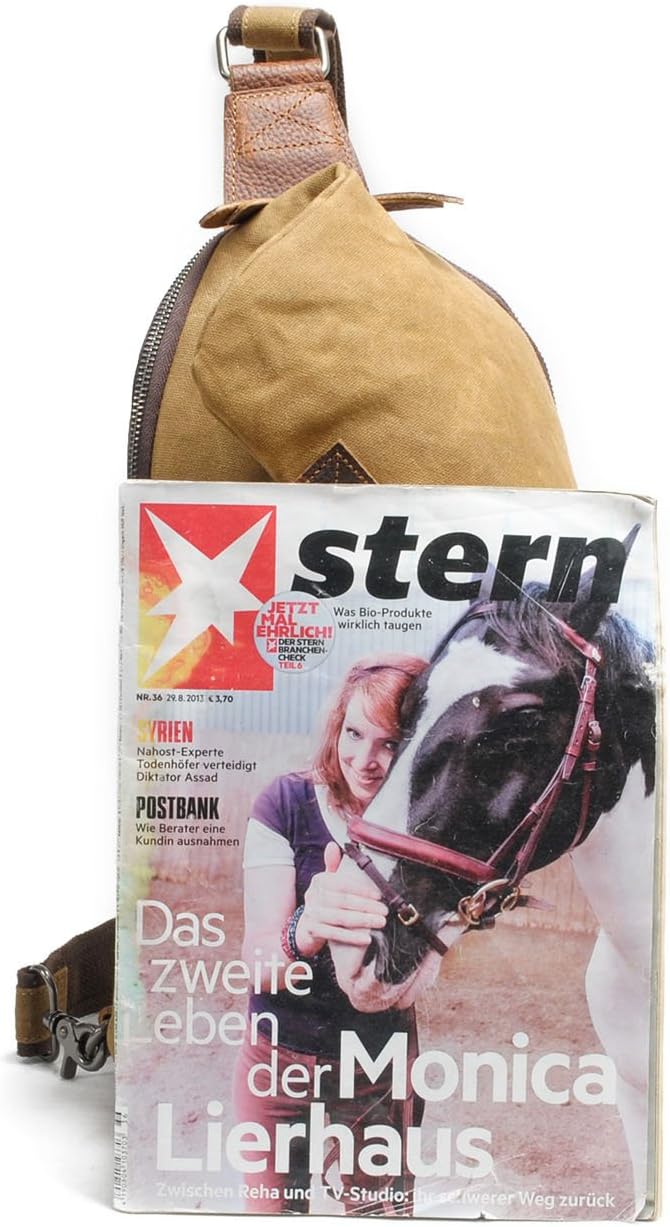 Neuleben Wasserdicht Schulterrucksack aus Canvas Vintage Unisex Herren Klein Sling Rucksack Schulter