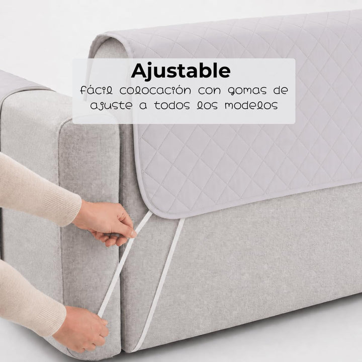 LANOVENANUBE - Gepolsterter Bezug für Chaiselongue Mallorca - Praktisch - Rechts 280 cm - Hellgrau C