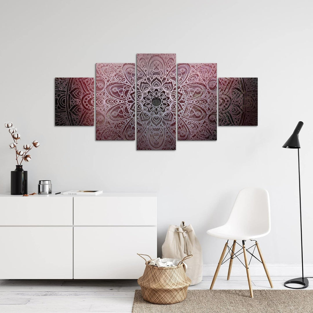 Runa Art - Bilder Mandala 200 x 100 cm 5 Teilig XXL Wanddekoration Design Violett Lila 101251a 200 x