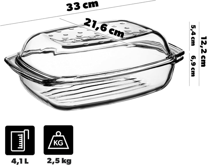 KADAX Glasbräter, Auflaufform mit Deckel aus hitzebeständigem Glas, feuerfestes Gefäss für Lasagne,