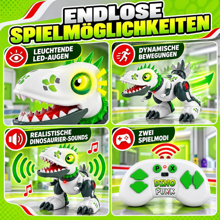 Xtrem Bots - Dinopunk Roboter Kinder | Ferngesteuerter Dinosaurier | Roboter Programmierbar 20 Aktio