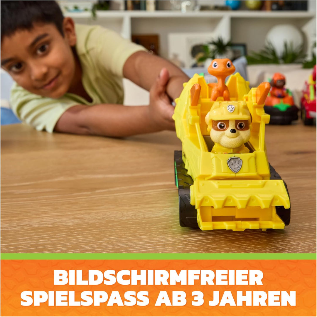 PAW PATROL: Der Dino Film, Rubbles Dino-Rettungs-Bulldozer, BAU-Fahrzeug mit Rubble-Figur für eigene