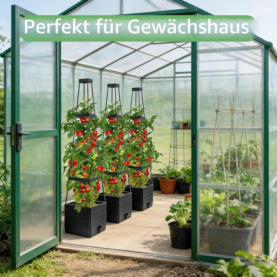 MQUPIN 145cm Tomaten Pflanzkästen, 2 Stück Hochbeet mit Rankgitter zum Klettern von Gemüse, Pflanzen