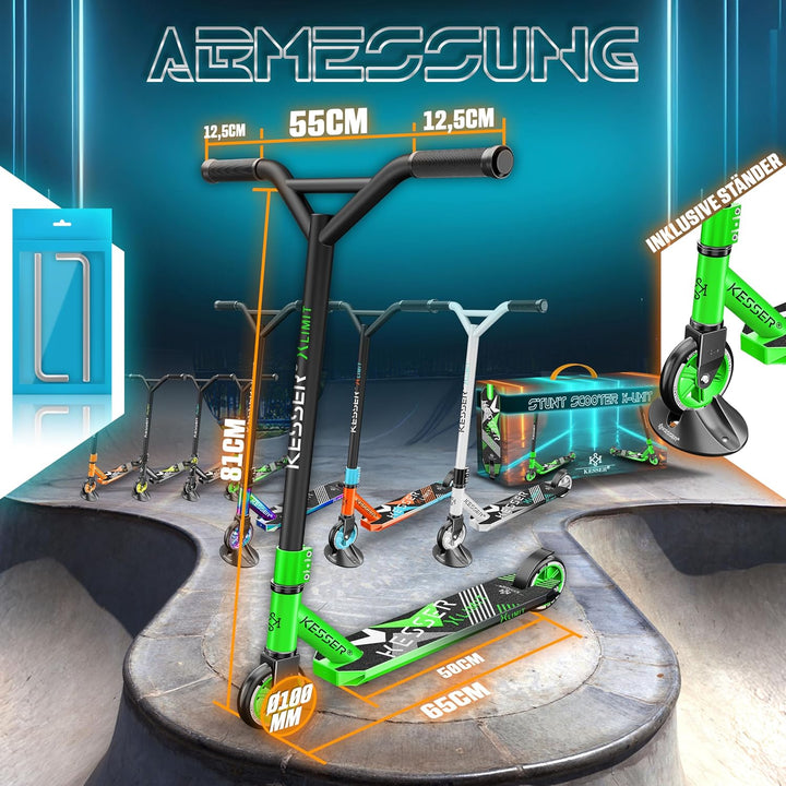 KESSER® Stunt Scooter X-Limit - 360° Lenkung Robuster Funscooter Stuntscooter mit ABEC 9 Kugellagern