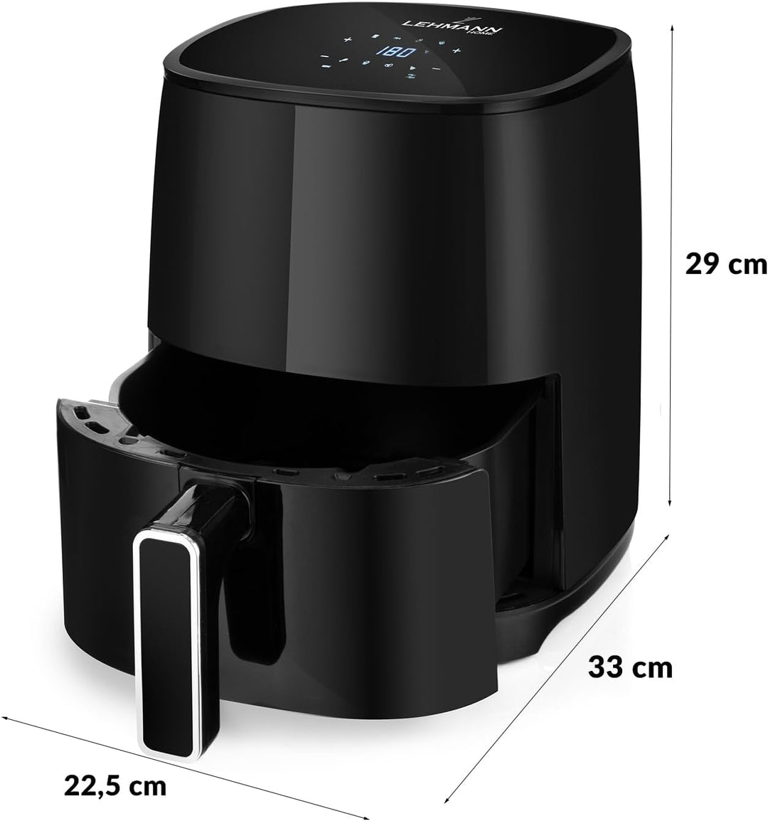 Lehmann LHODF-1435 Heissluftfritteuse 1400 W, Air Fryer 3,5 Liter mit 8 Programmen, Friteuse Gross o