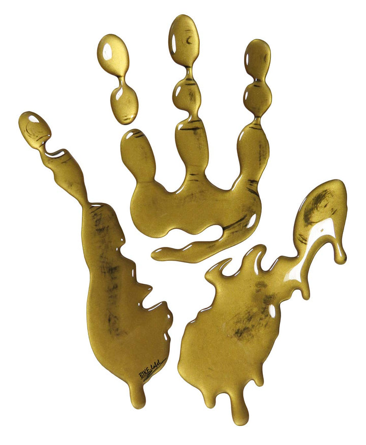BIKE-label Tankpad 3D Motorrad Aufkleber Gold Metallic Hand Abdruck 501983