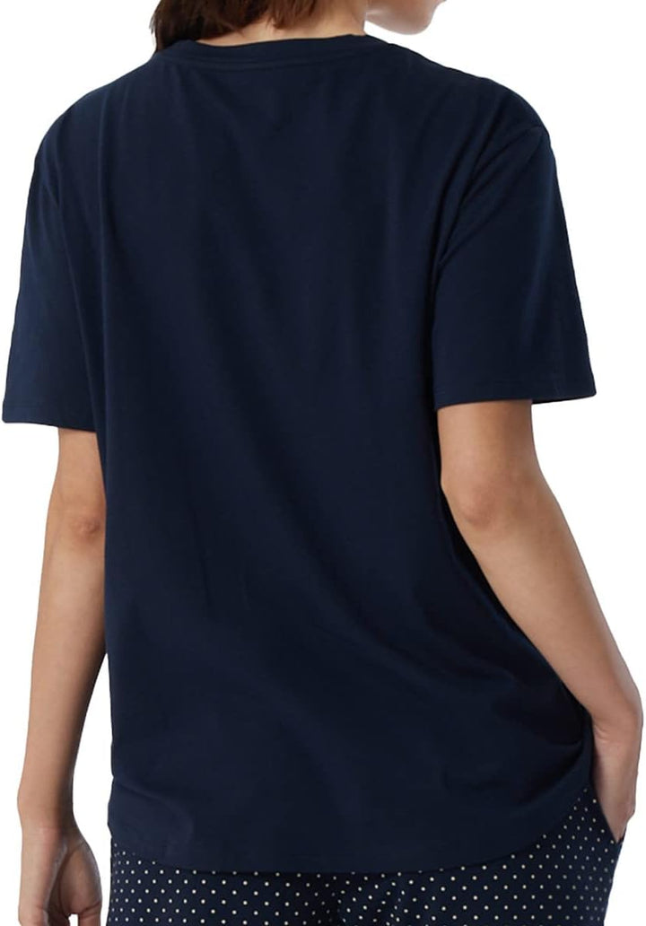 Schiesser Damen Schlafshirt kurzarm Baumwolle - Mix + Relax 46 Grosse Grössen Dunkelblau_179267, 46
