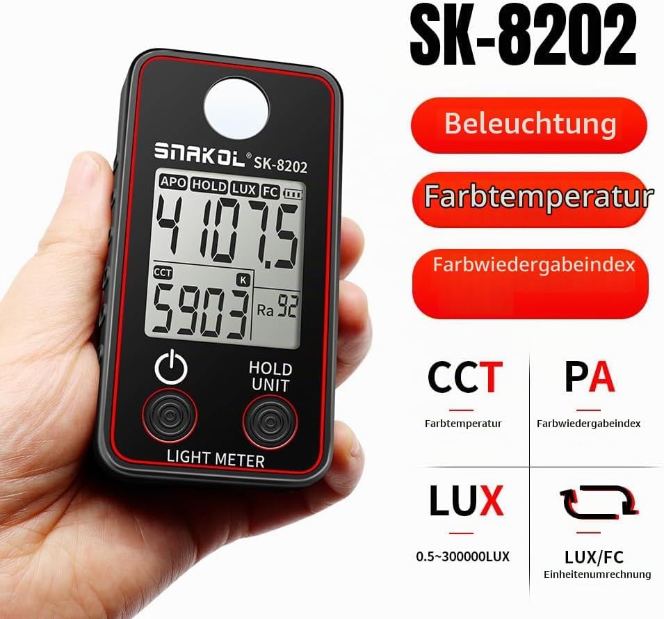 Farbtemperaturtester Hochpräzises Beleuchtungsstärkemessgerät 0,5-300000 LUX LED-Beleuchtungstestmes