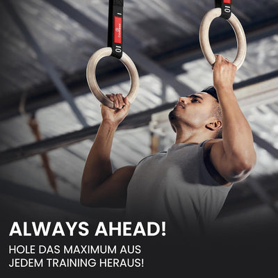BeMaxx Turnringe Holz Gym Rings + Türanker & Trainings-eBook – Olympische Gymnastik Holzturnringe &
