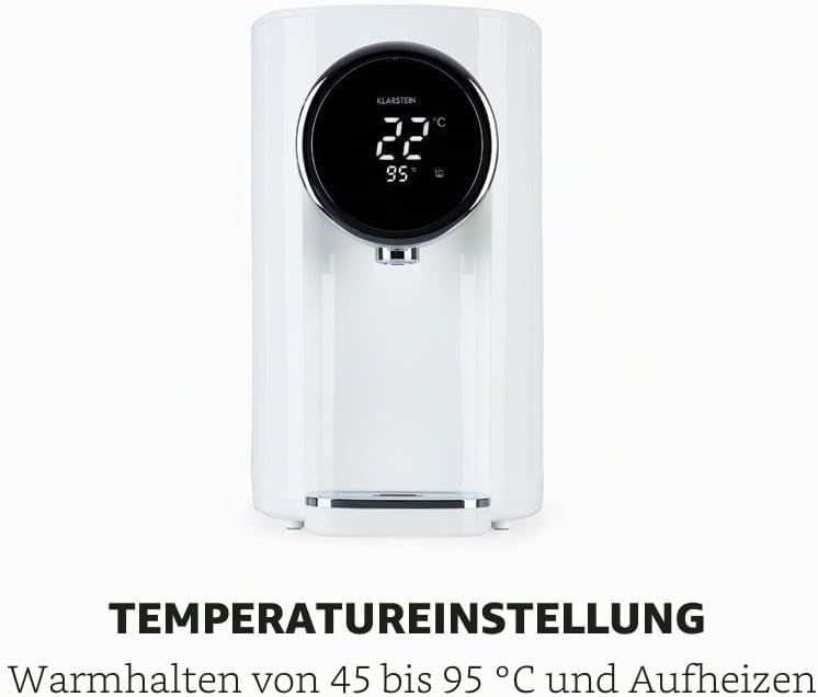 Klarstein Hot Spring Plus Heisswasserspender, Wassertank: 5 Liter, grosses LCD-Display, Temperaturen