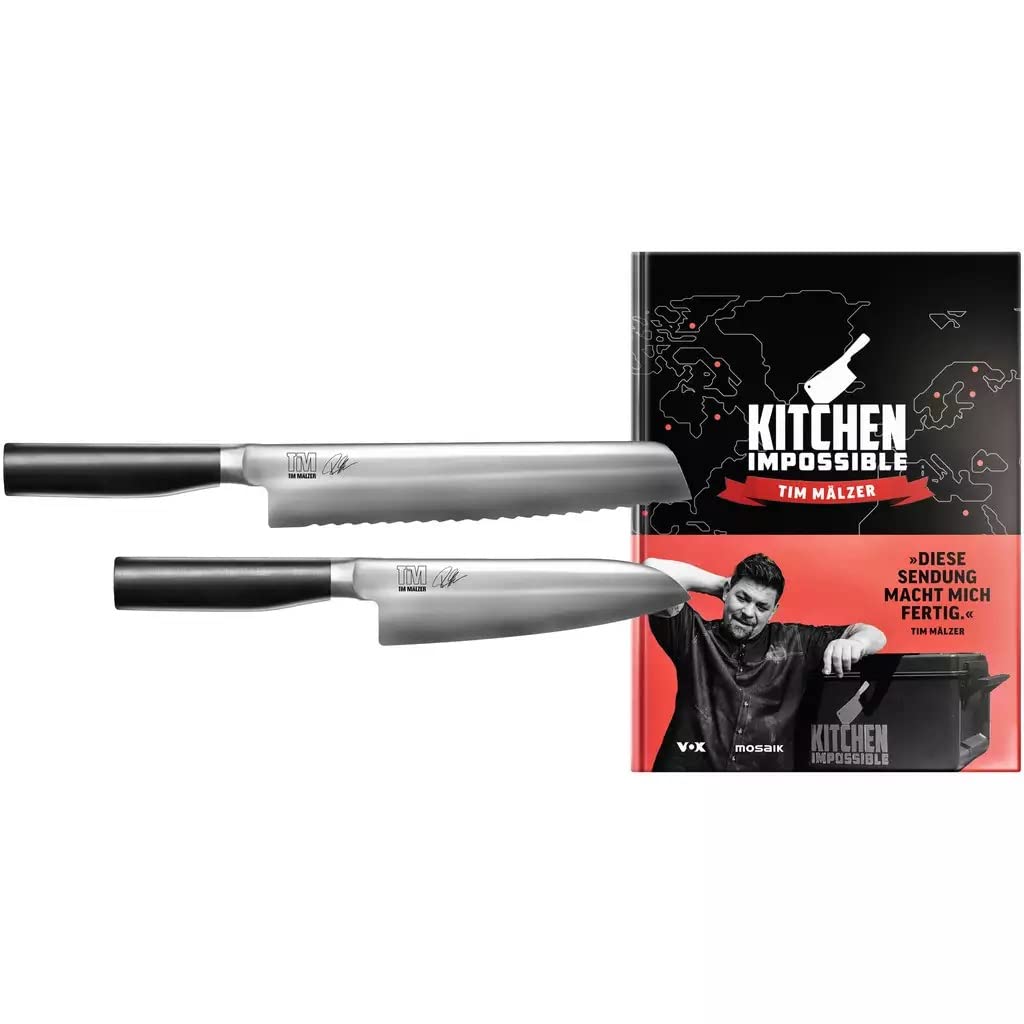 Kai Kamagata Monster-Set Tim Mälzer Brotmesser + Santoku + signiertes Kochbuch Edelstahl/Kunststoff,