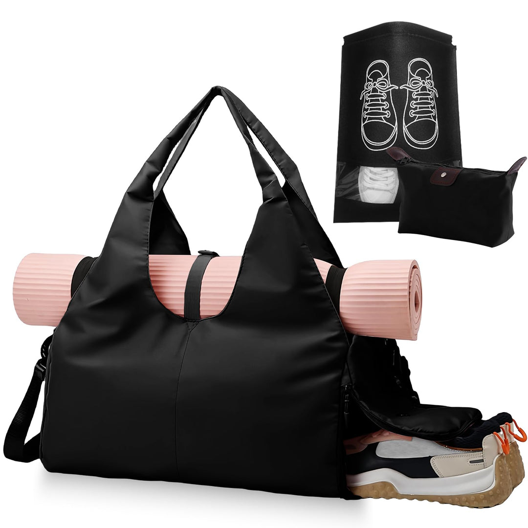 30L Grosse Schwarze Yogatasche: Wasserdicht Tragetasche Yogatasche, Sporttasche Damen, Sporttasche R