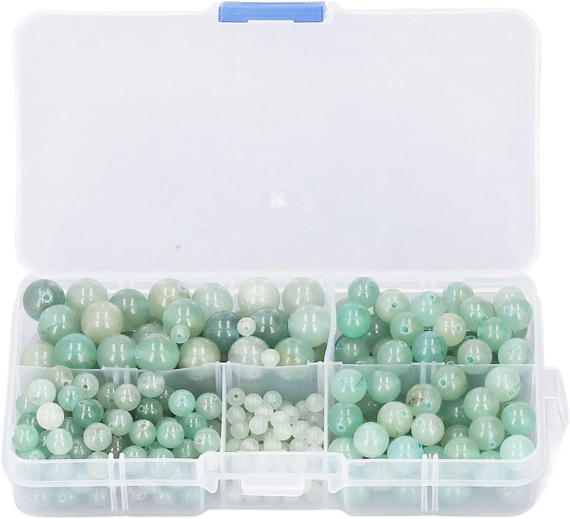 340 Stück Edelstein Perlen zum Auffädeln, 4 bis 10 mm Grün Runde Steinperlen Natürliche Jade Schmuck