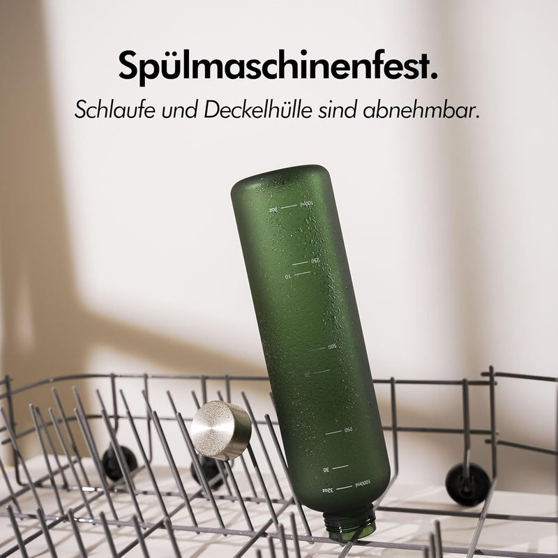 KIVY Trinkflasche Tritan 1l - Kohlensäure geeignet & Auslaufsicher - Für Sport, Schule & Büro- Trink