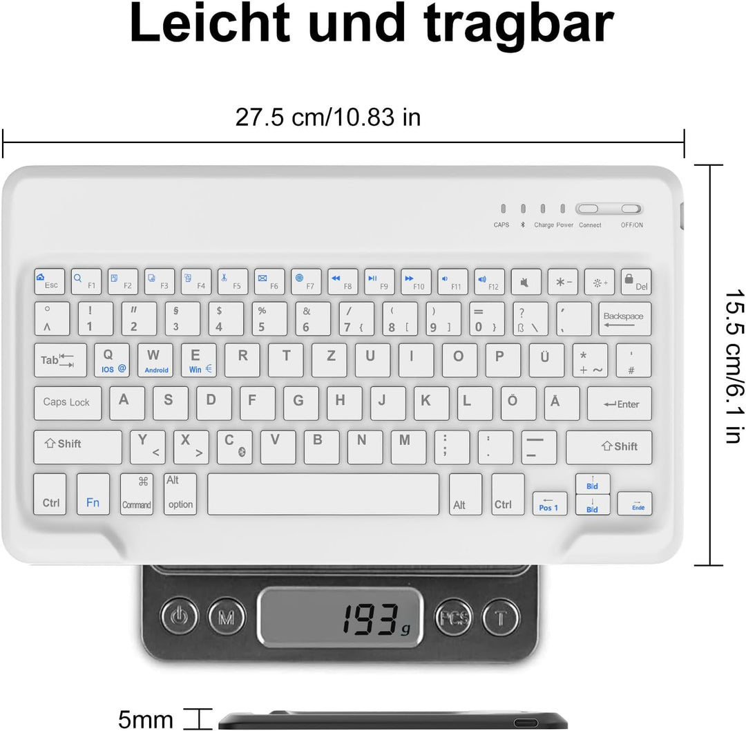 AVNICUD Bluetooth Tastatur Tablet für iPad Air 13/Pro 12.9, QWERTZ Layout | Kabellose Bluetooth Keyb