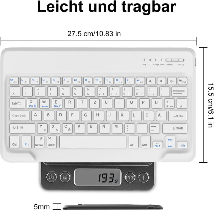 AVNICUD Bluetooth Tastatur Tablet für iPad Air 13/Pro 12.9, QWERTZ Layout | Kabellose Bluetooth Keyb