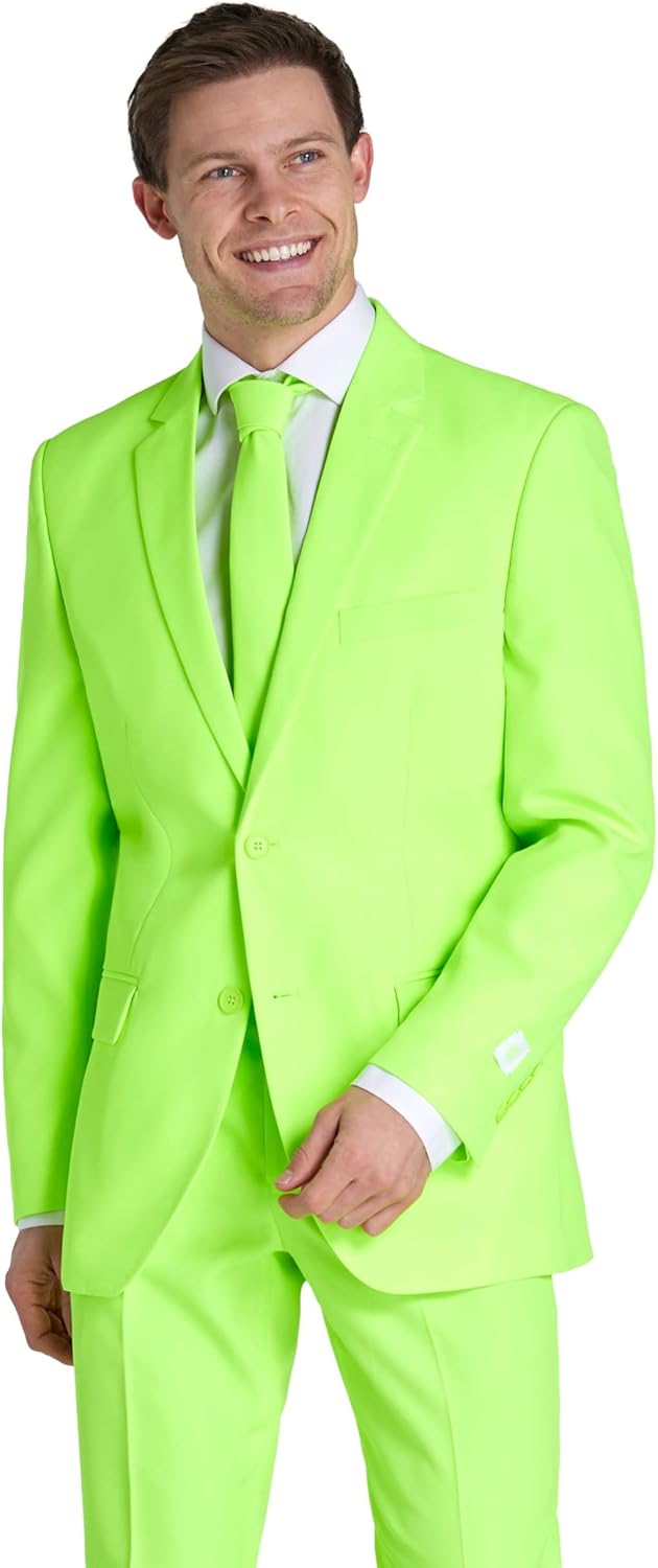 OppoSuits Herren Opposuits Halloween Suit For Men in Creepy And Stylish Print Anzug 48 Neon Lucky Li