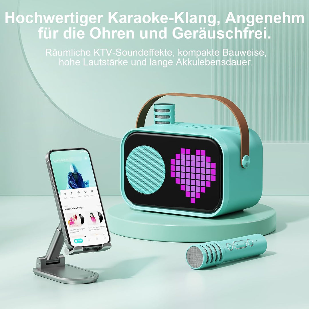 JYX Karaoke Anlage mit 2 Mikrofonen, Karaoke Maschine Kinder mit Professionellem Begleitmodus, Bluet