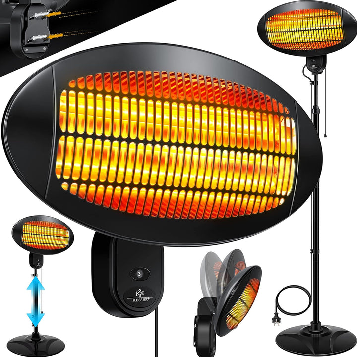 KESSER® Heizstrahler 2000 Watt ✓ Infrarot ✓ Standheizer ✓ Terrassenheizung ✓ Terassen ✓ Strahler ✓ H