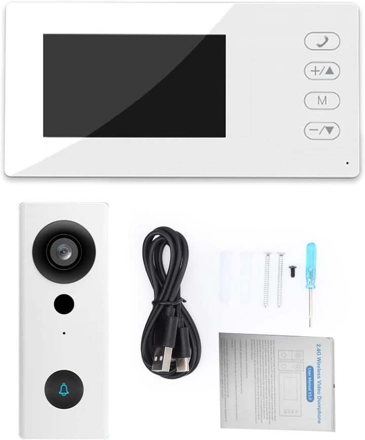 2,4 G Kabellose Video-Türklingelkamera mit Display, 4,3-Zoll-IPS-Bildschirm, Video-Türsprechanlage,