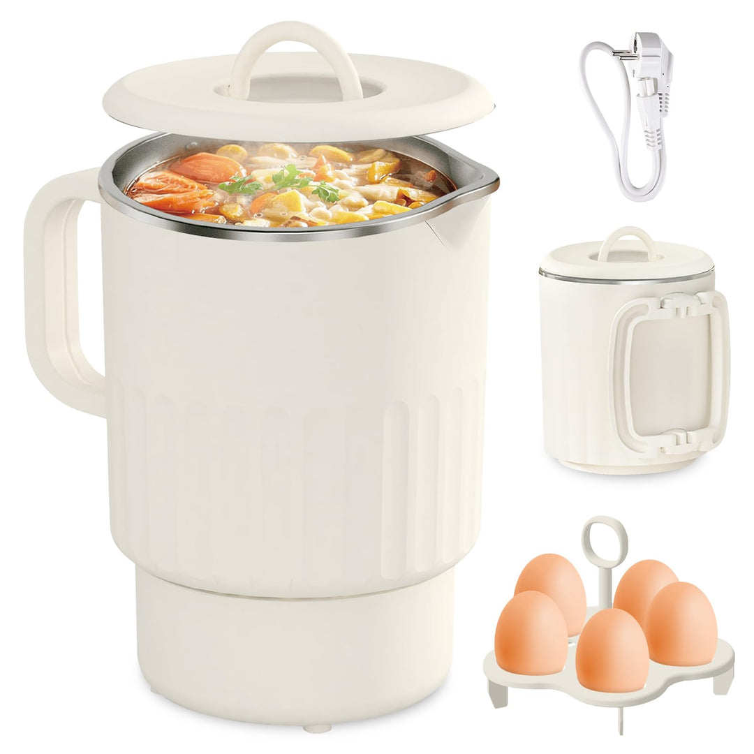 Faltbarer Wasserkocher 1L: 600W Edelstahl Reise Wasserkocher Camping, BPA-freier Elektrischer Wasser