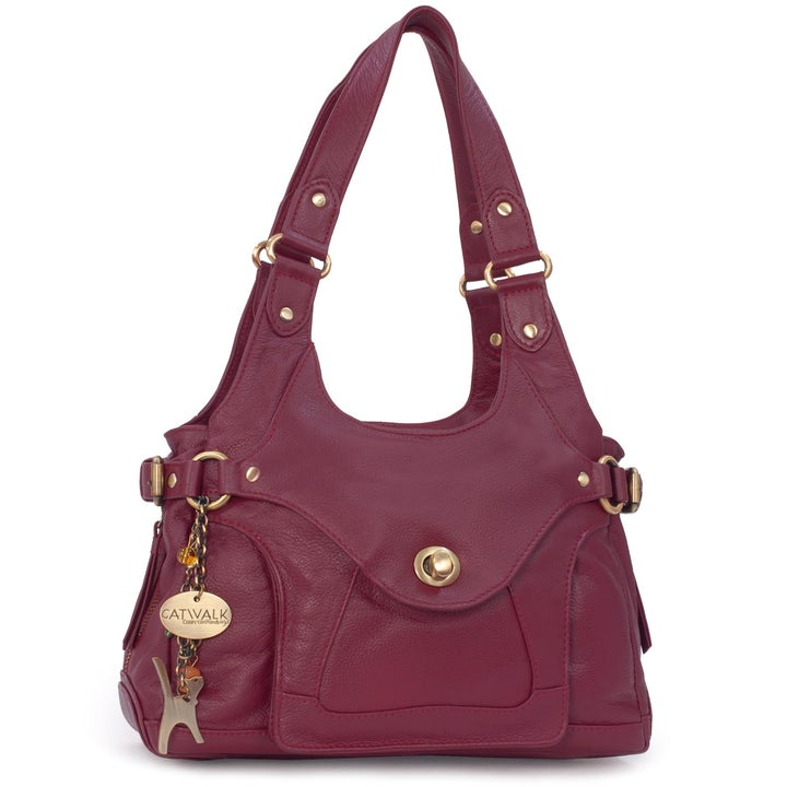 Catwalk Collection Handbags - Leder - Umhängetasche/Schultertasche - ROXANNA Rot, Rot