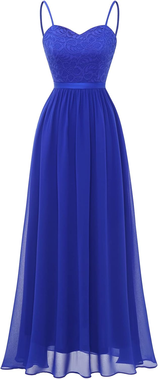 DRESSTELLS Damen Festliche Kleider für Hochzeit Chiffon Maxi Brautjungfernkleider Bodenlang Kleider