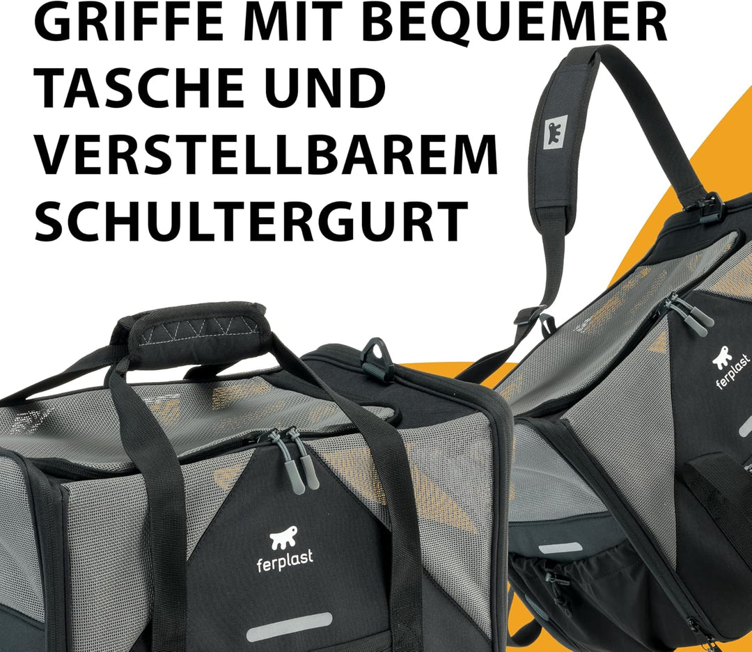 Ferplast Hundebox Voyager Carrier, Transportbox Katze, Hundetasche, verstellbare Griffe und Schulter