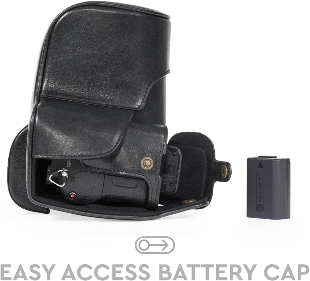 MegaGear Sony Alpha A7S II, A7R II, A7 II (28-70mm) Ever Ready Echtleder Kamera-Case mit Trageriemen