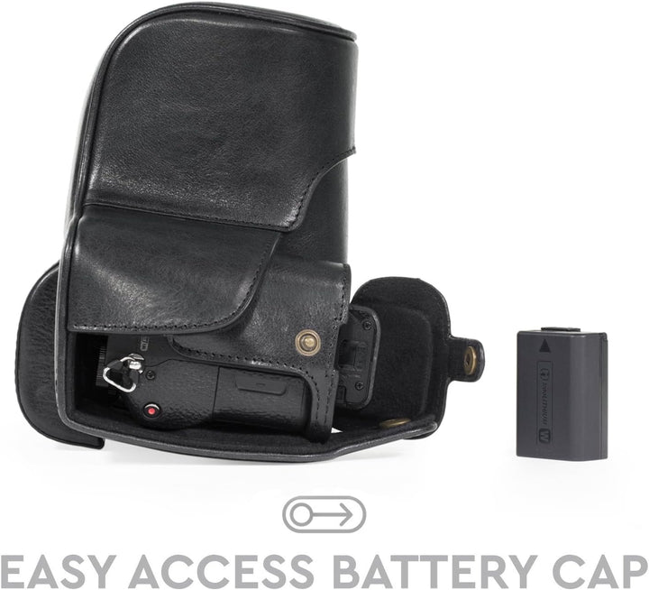 MegaGear Sony Alpha A7S II, A7R II, A7 II (28-70mm) Ever Ready Echtleder Kamera-Case mit Trageriemen