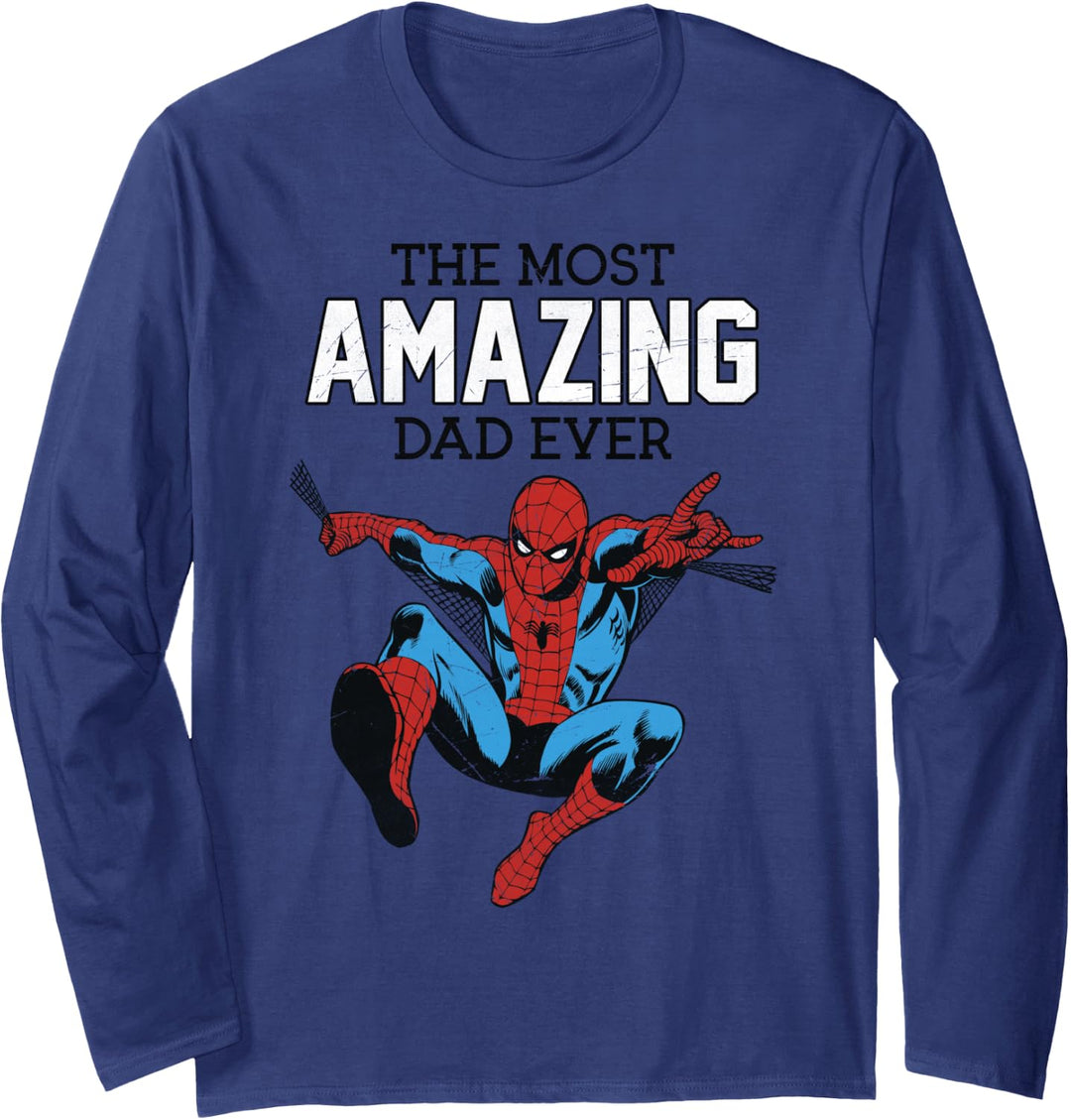 Marvel Spider-Man The Most Amazing Dad Ever Portrait Langarmshirt