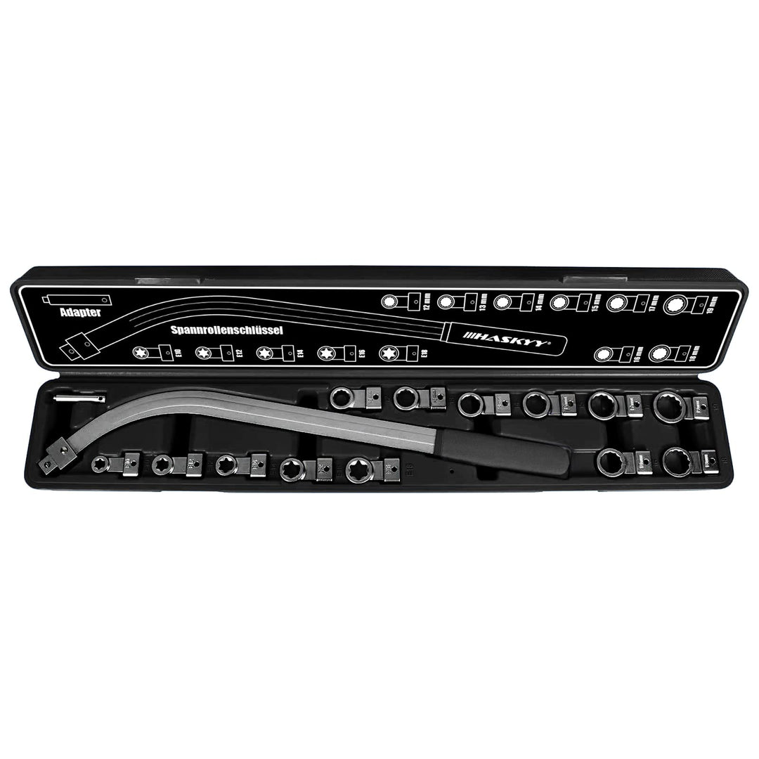 HASKYY 15tlg. Spannrollenschlüssel Set Keilriemen Zahnriemen spannen Spannschlüssel Torx Vielzahn E-