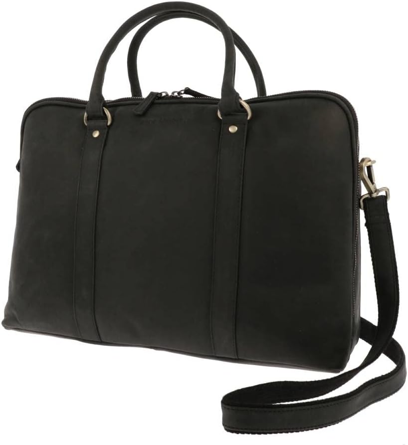 More Than Hip Hazel Laptoptasche 15,6 Zoll - Damen Arbeitstasche aus Vintage Öko Leder Aktentasche f