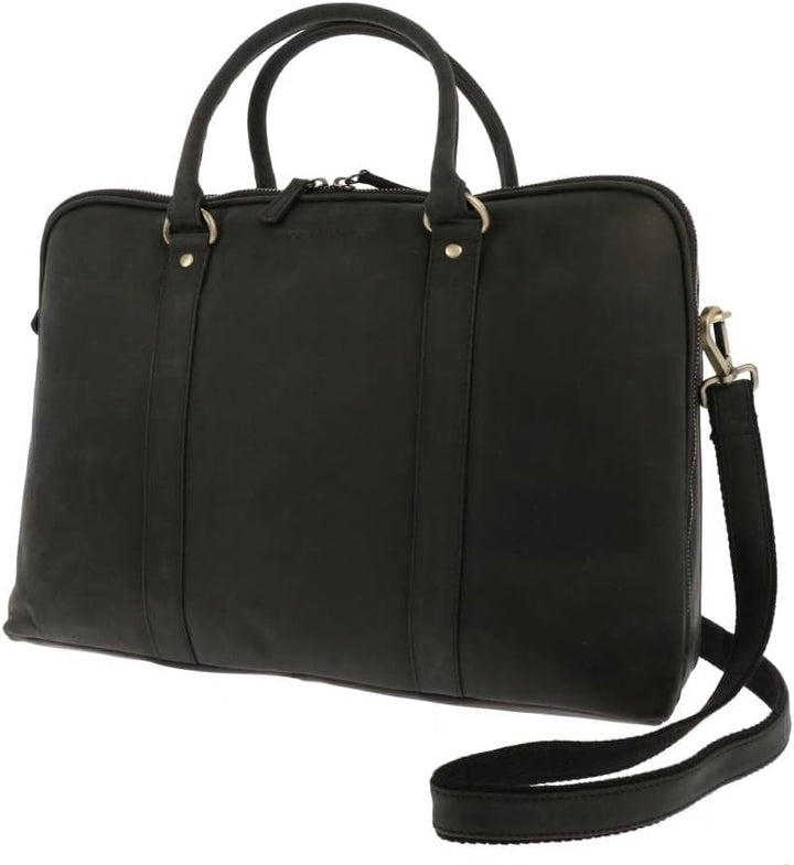 More Than Hip Hazel Laptoptasche 15,6 Zoll - Damen Arbeitstasche aus Vintage Öko Leder Aktentasche f
