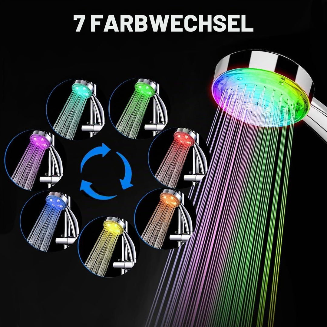 JINYOMFLY LED-Duschkopf, beleuchteter Duschkopf, Farbduschkopf, LED-Handbrause, automatischer Wechse