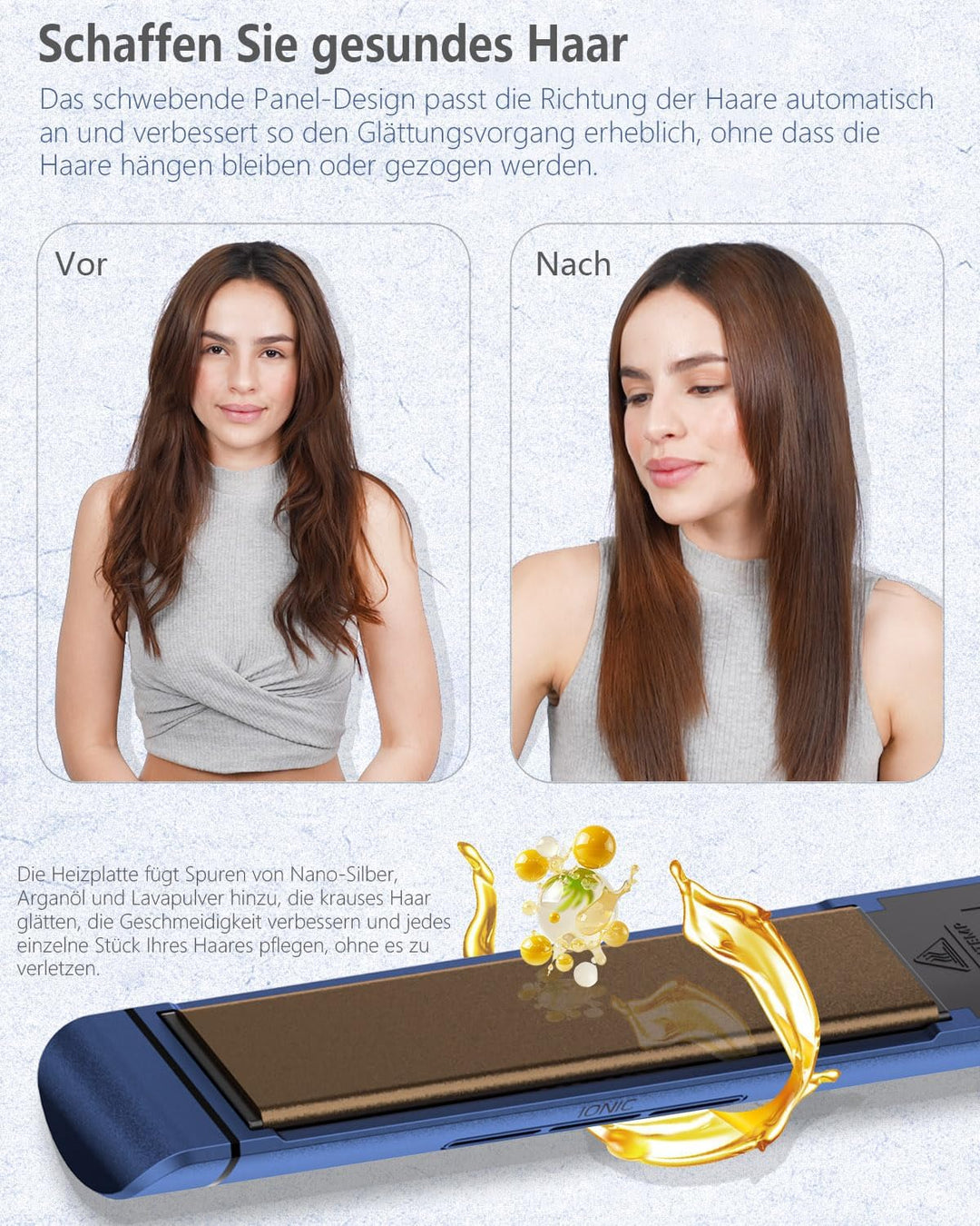 KUSNCA Ionen Glätteisen，2 IN 1 Haarglätter Locken und Glätten glatt und glänzend，3D-Schwebende Keram