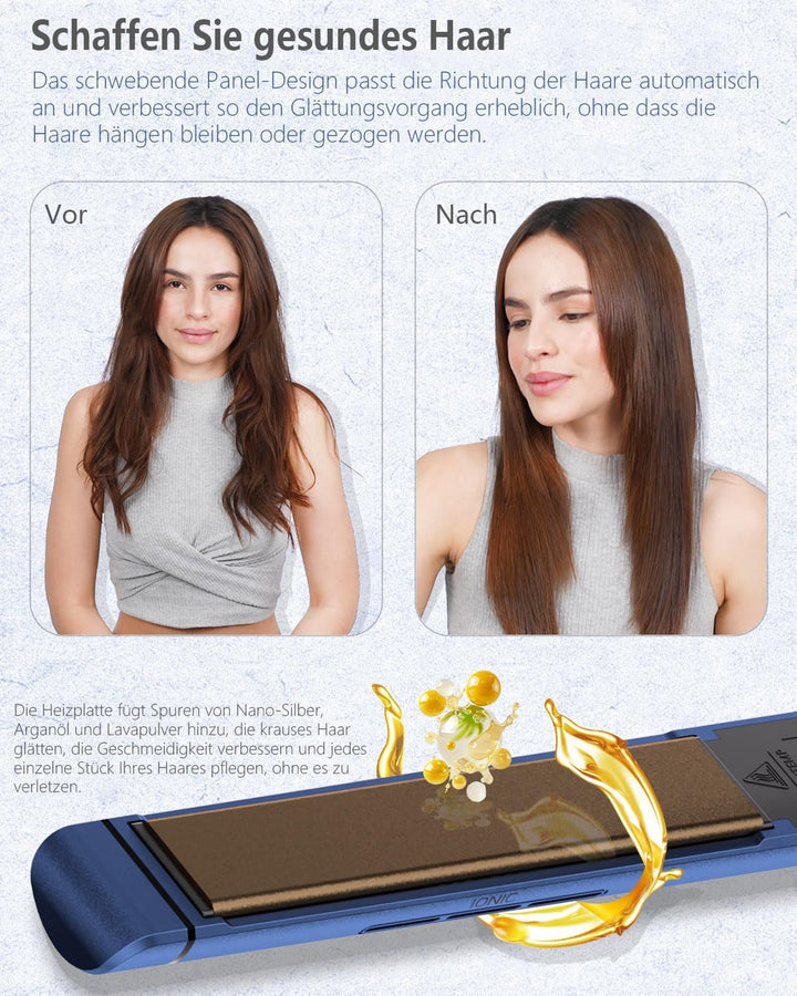 KUSNCA Ionen Glätteisen，2 IN 1 Haarglätter Locken und Glätten glatt und glänzend，3D-Schwebende Keram